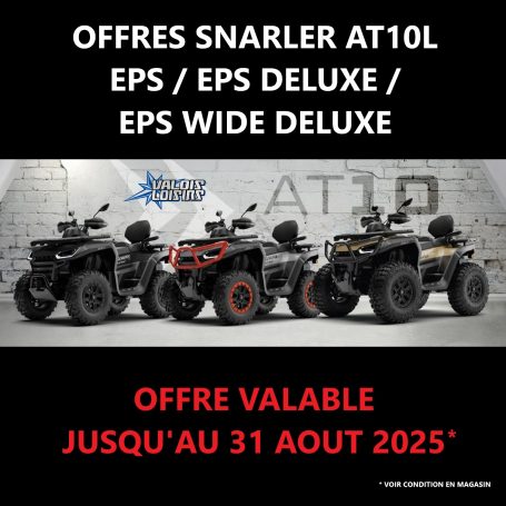 Trois modèles de quads Snarler AT10L avec détails des offres et date limite.
