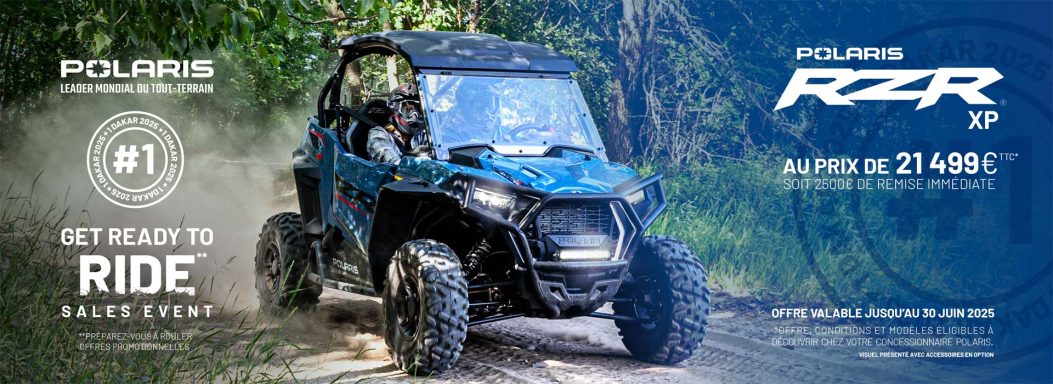 Véhicule tout-terrain RZR XP, prêt pour l'aventure en pleine nature.