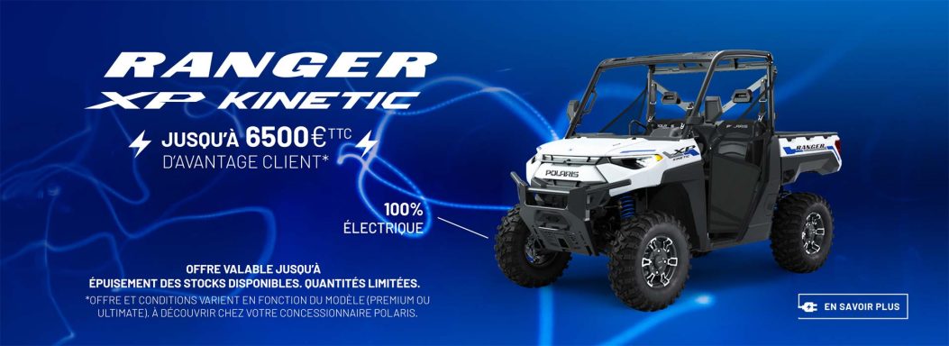 Véhicule tout-terrain Ranger XP Kinetic avec caractéristiques et spécifications.